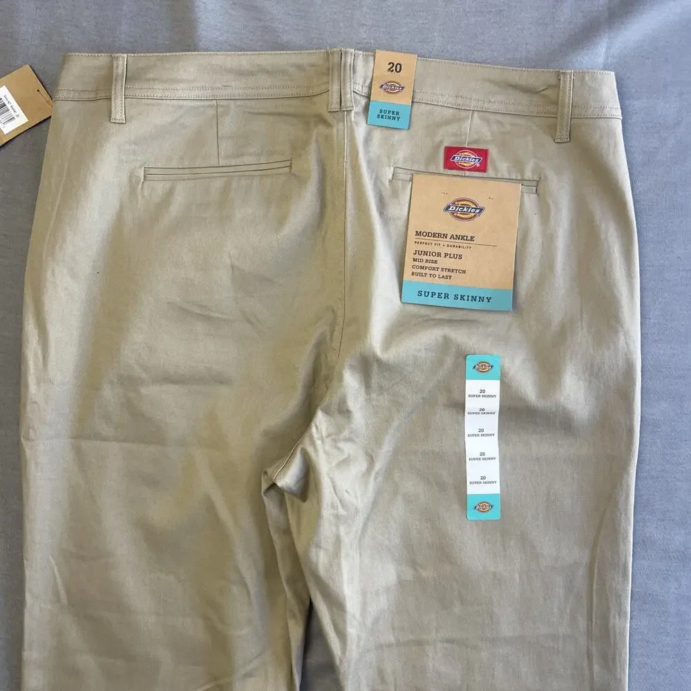 NEW Dickies Junior Plus Modern Ankle Super Skinny Pants‎ Khaki Size 20 Utility